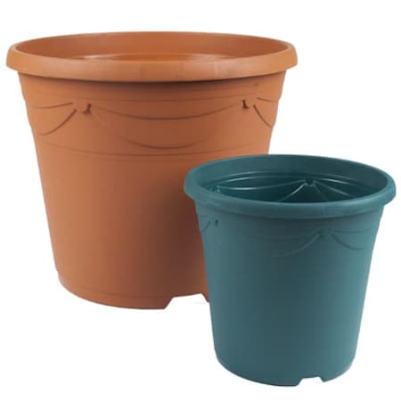 Regent Products 9 in. Terra Cotta Round Planter with Hole, Hunter Green 23400